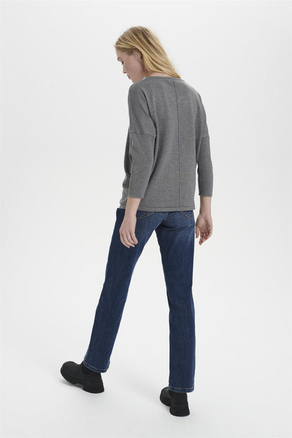 Saint Tropez MilaSZ R-Neck Pullover Mist Grey Melange