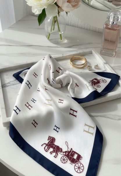 Silkeskjerf Bandanas - Marine/Burgunder "H"