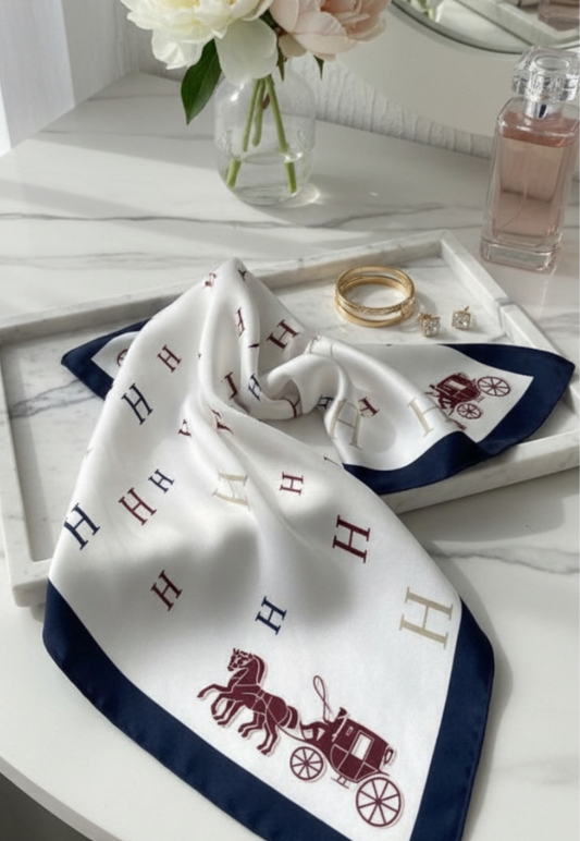 Silkeskjerf Bandanas - Marine/Burgunder "H"