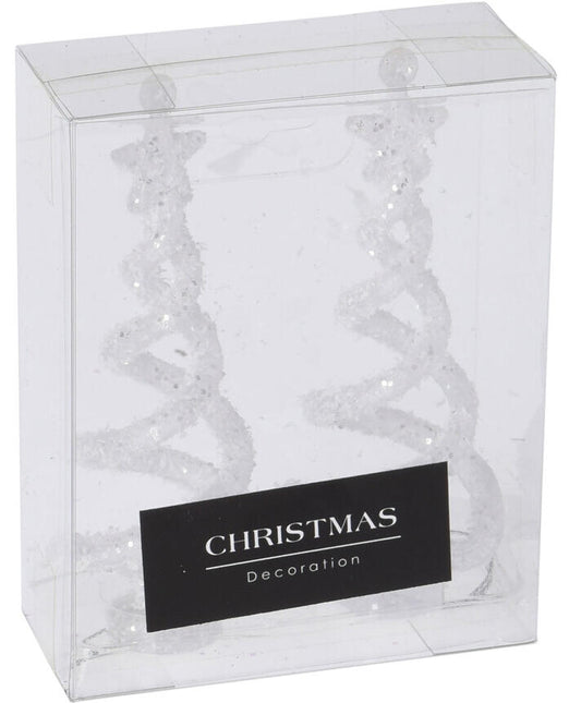 Juletre Spiral Henge/Stå Frost Hvit (2 stk i pakka)