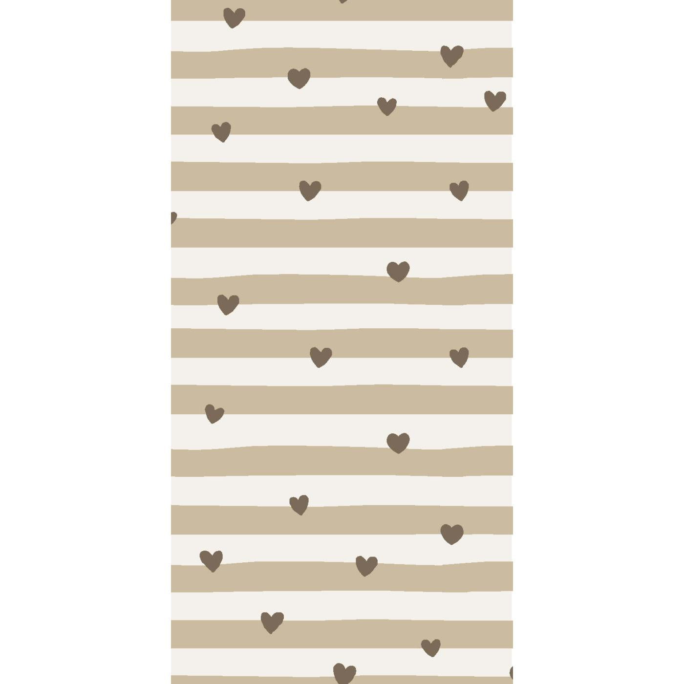 Ib Laursen Serviet 10x20 cm brune hjerter og naturstriber 16 stk/pk
