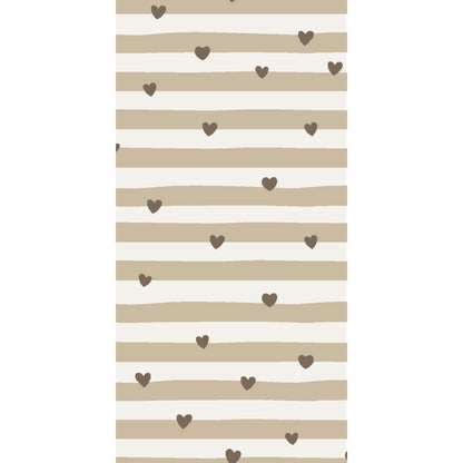 Ib Laursen Serviet 10x20 cm brune hjerter og naturstriber 16 stk/pk