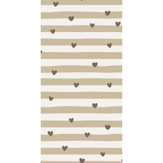 Ib Laursen Serviet 10x20 cm brune hjerter og naturstriber 16 stk/pk