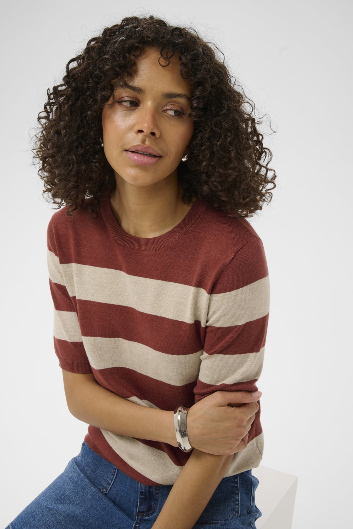 Kaffe Clothing KAlizza Striped Knit - Henna/Feather Melange