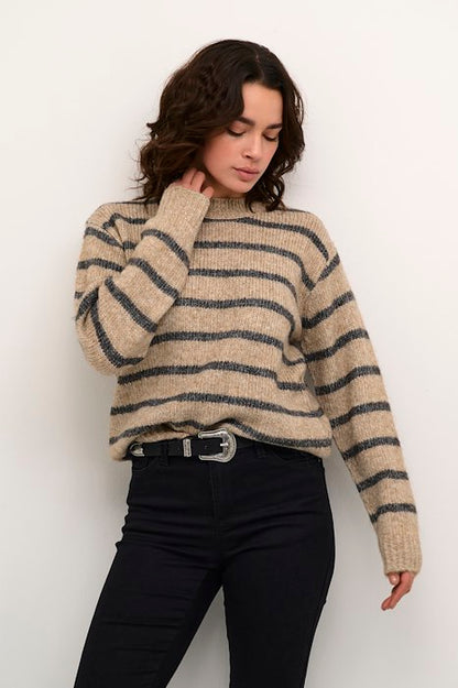 Kaffe Clothing KAtrina Striped Pullover Feather gray Melange Striped