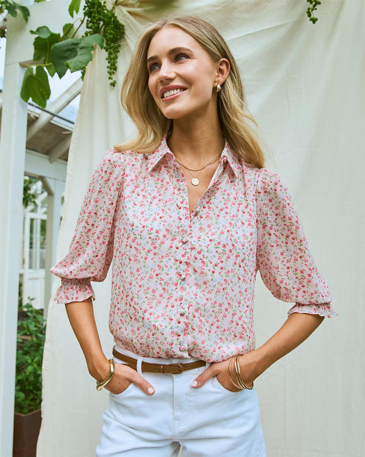 Floyd Norah – Rosa bluse med blomsterprint