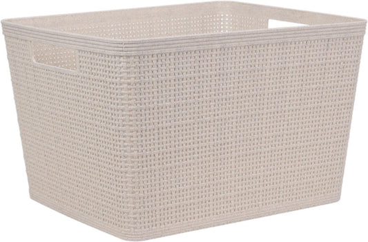 Kurv sand vevd design PP 35x29,5x22cm