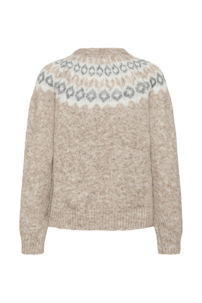 Kaffe KAberta Pullover Beige Melange/Grey/Chalk