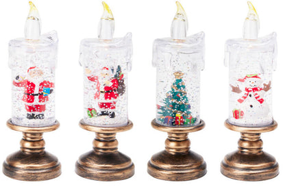 Lys Figurer Vann/Glitter/LED 15,5cm 4ass Batteri inkl:3xLR44