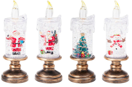 Lys Figurer Vann/Glitter/LED 15,5cm 4ass Batteri inkl:3xLR44