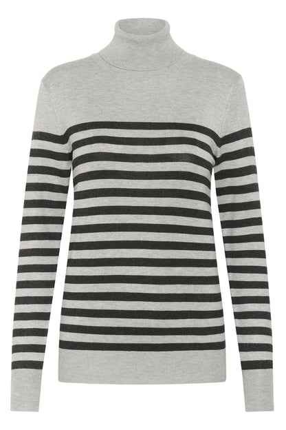 Kaffe Clothing KAlizza Striped Roll Neck LGM/DGM Half Stripe