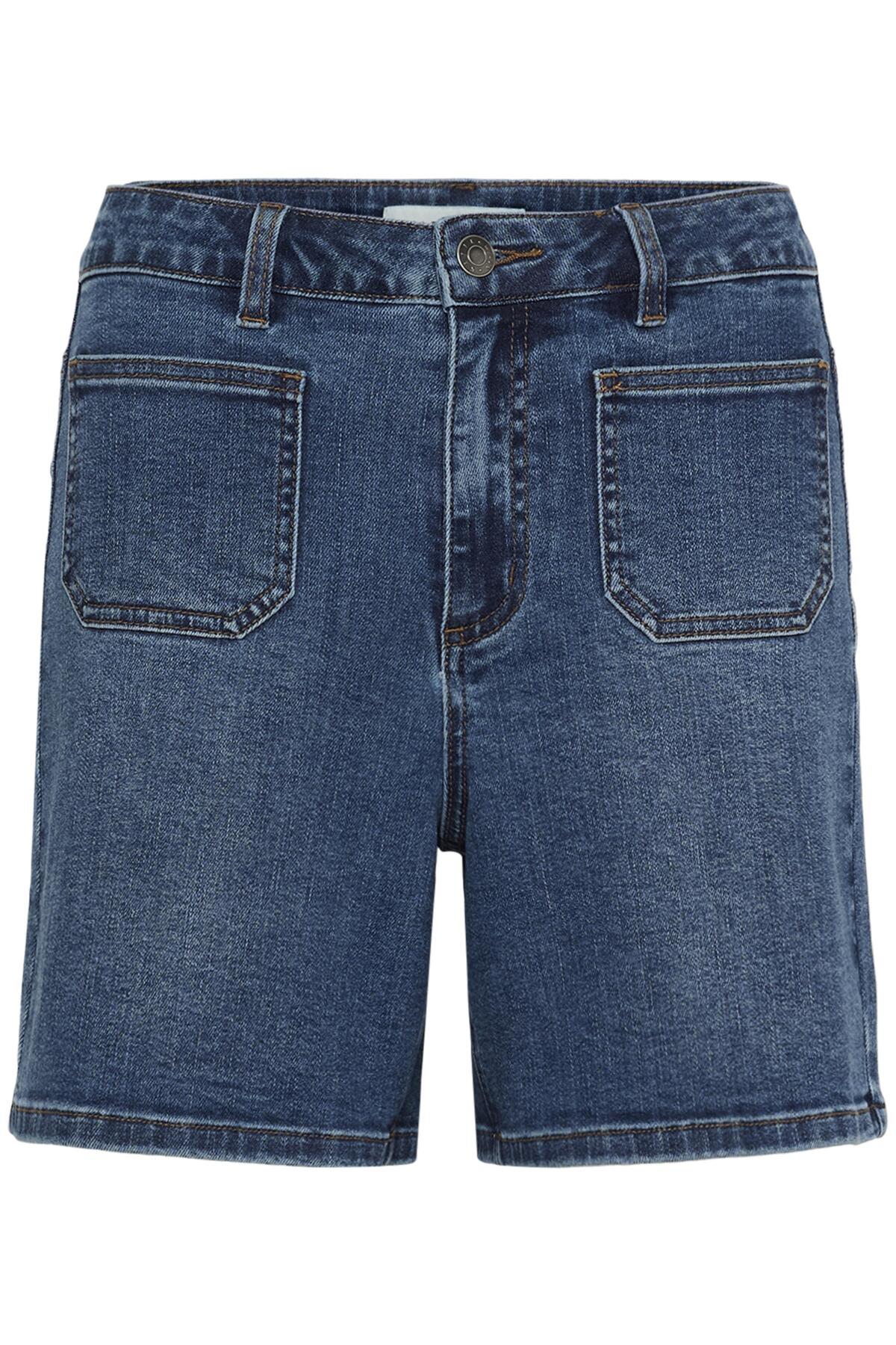 Kaffe KAbrook – Mørkeblå denimshorts med påsydde frontlommer