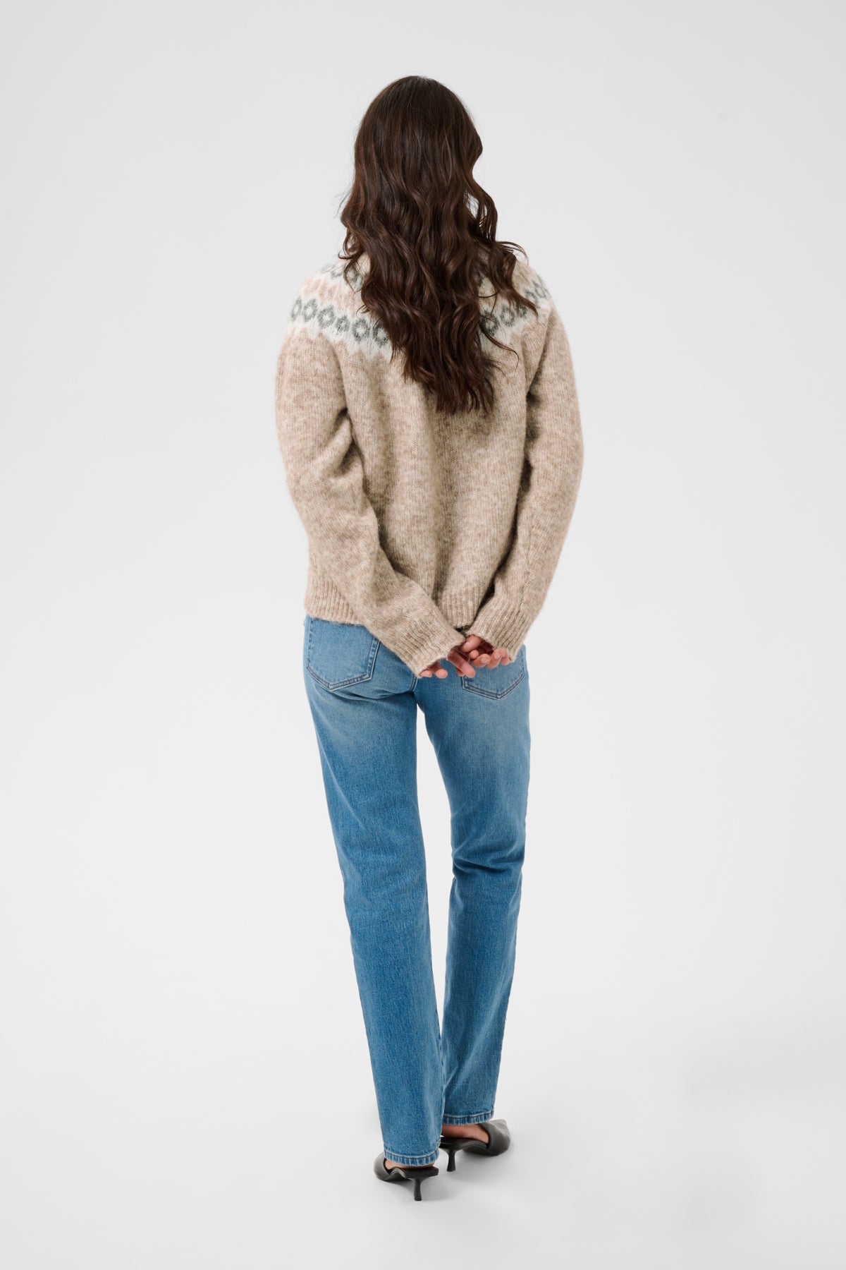 Kaffe KAberta Pullover Beige Melange/Grey/Chalk