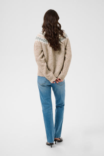 Kaffe KAberta Pullover Beige Melange/Grey/Chalk