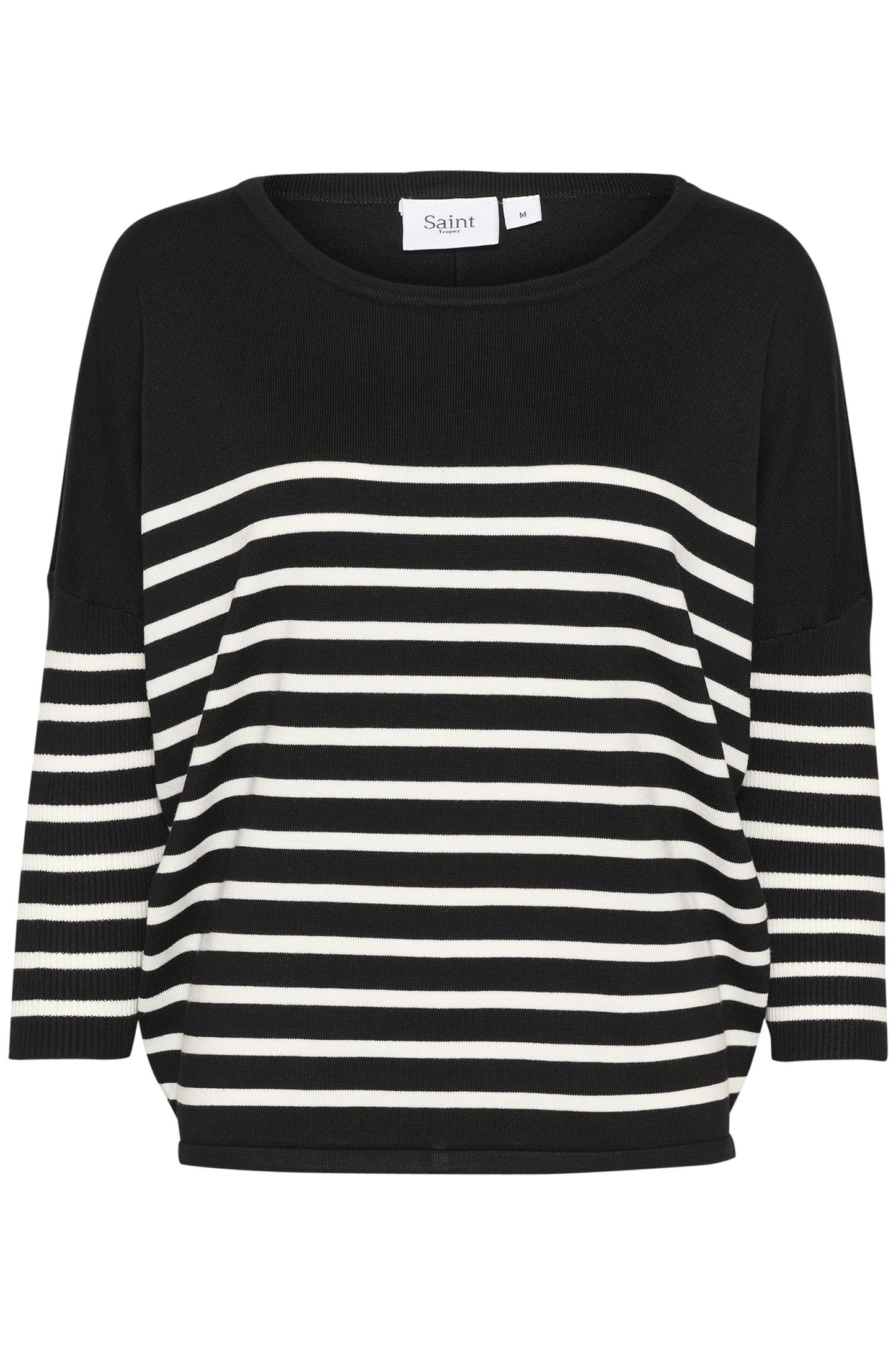 Saint Tropez MilaSZ R-Neck St. Pullover Black Mila Stripes