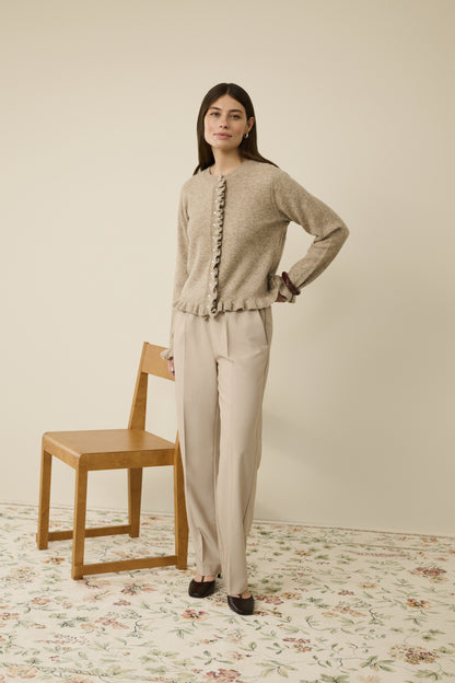Culture CUjulietta Frill Cardigan Dune Melange