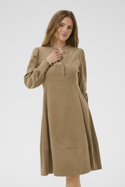 Culture CUrhaena LS Dress Timber Wolf Brown