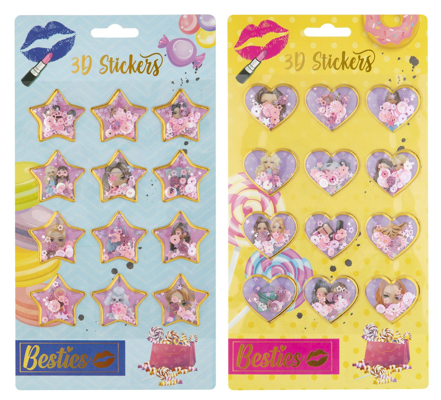 Besties 3D Klistremerker m/glitter (1 stk assortert)