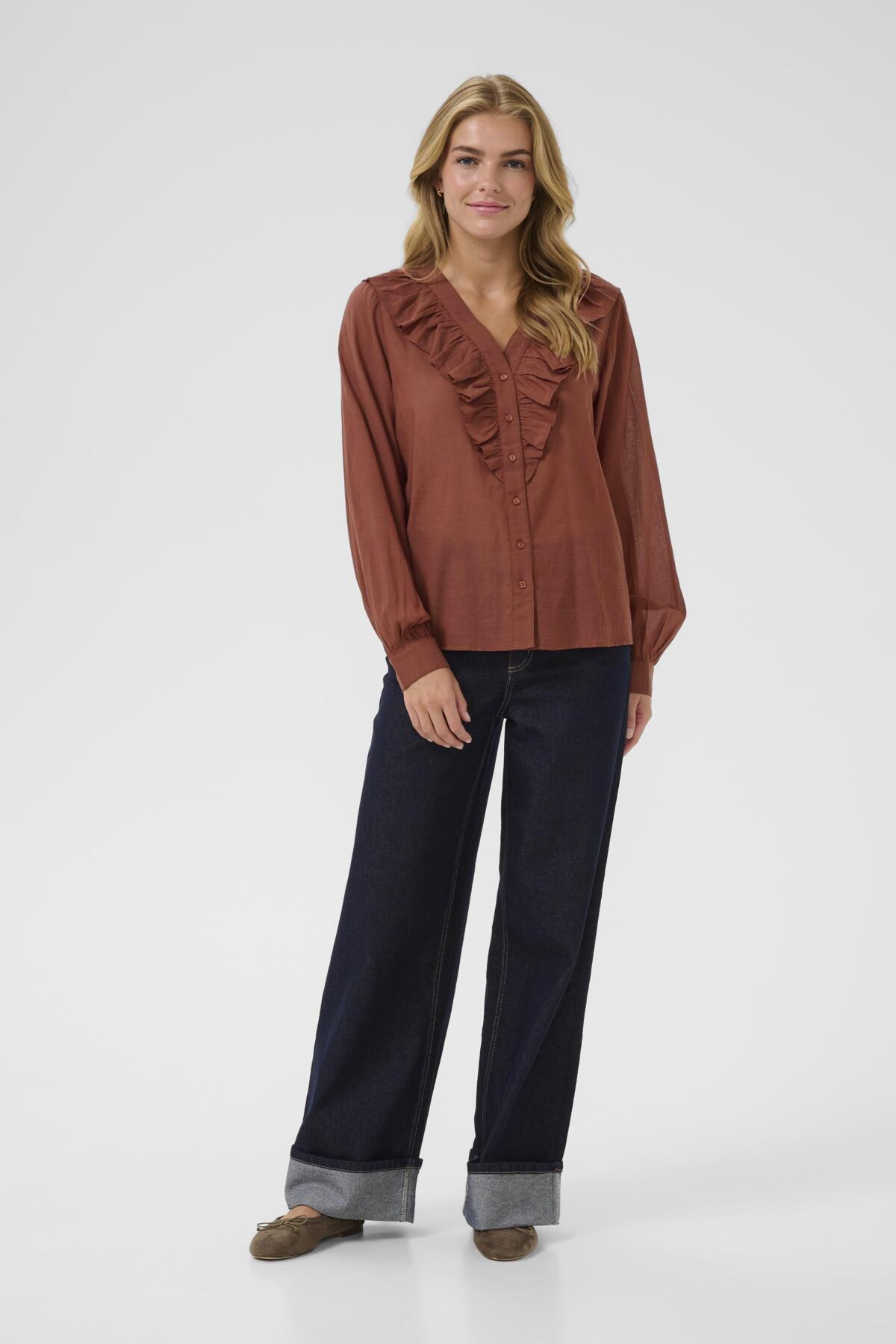 Kaffe Clothing KAlane Frill Blouse Henna