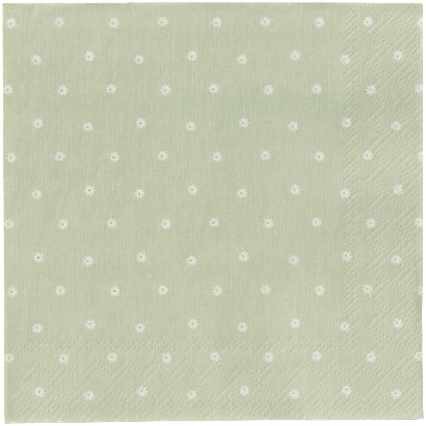 Ib Laursen Kaffeserviett 12,5x12,5 cm Tusenfryd Lysegrønn M/Små Tusenfryd 20 stk/pakning