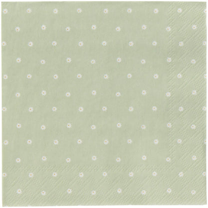 Ib Laursen Kaffeserviett 12,5x12,5 cm Tusenfryd Lysegrønn M/Små Tusenfryd 20 stk/pakning