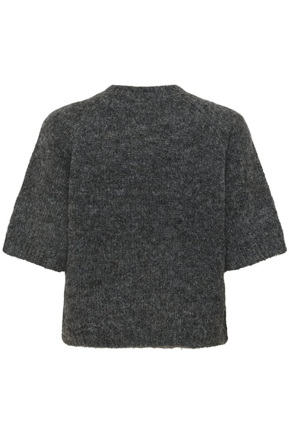 Kaffe Clothing KAemilie Cropped Knit Pullover Dark Grey Melange
