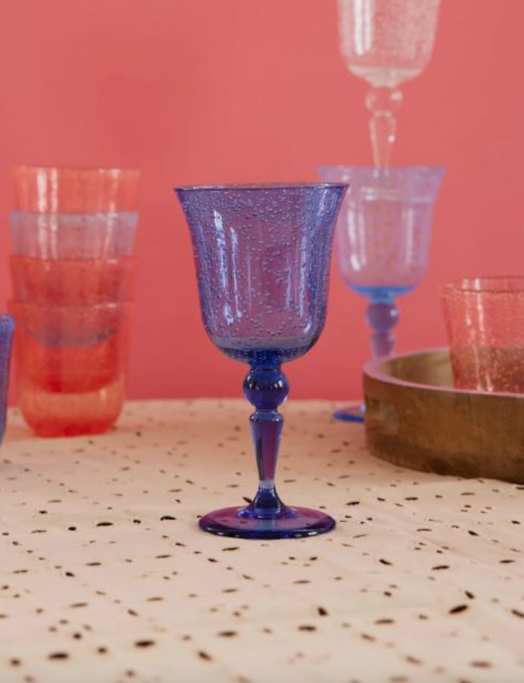 Rice Acrylic Wine Glass in Bubble Design, Blue, 360ml