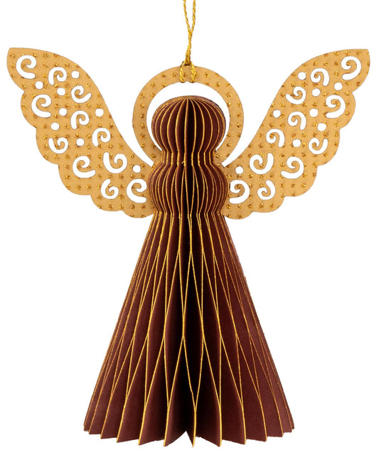 Engel papir henge vinrød m/gull 12cm Gullvinge
