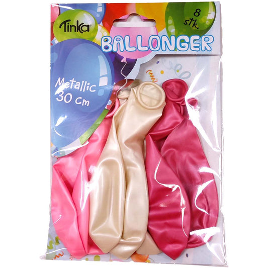 Ballonger Metallic Rosa og Hvit 8 stk