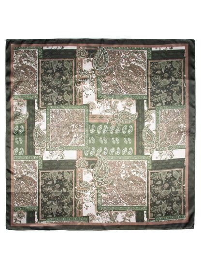Silkeskjerf Paisley 70x70 Armygrønn