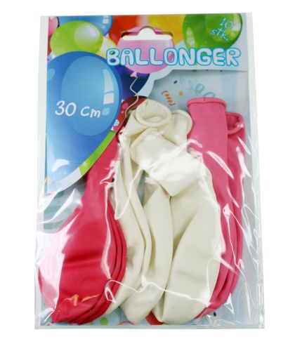 Ballonger Rosa/Hvit 10pk