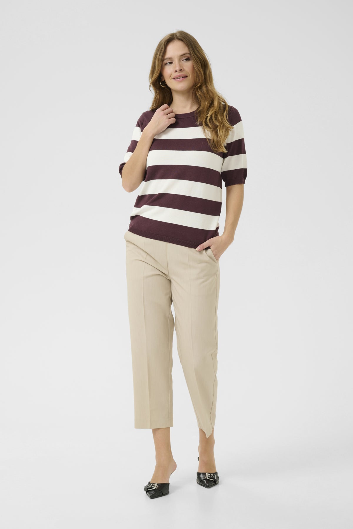 Kaffe Clothing KAlizza Striped Knit Fudge / Chalk Wide Striped