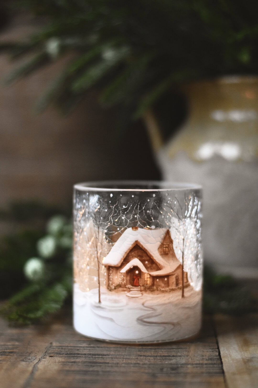 Lysglass Krakelert Hytte 9×10 cm