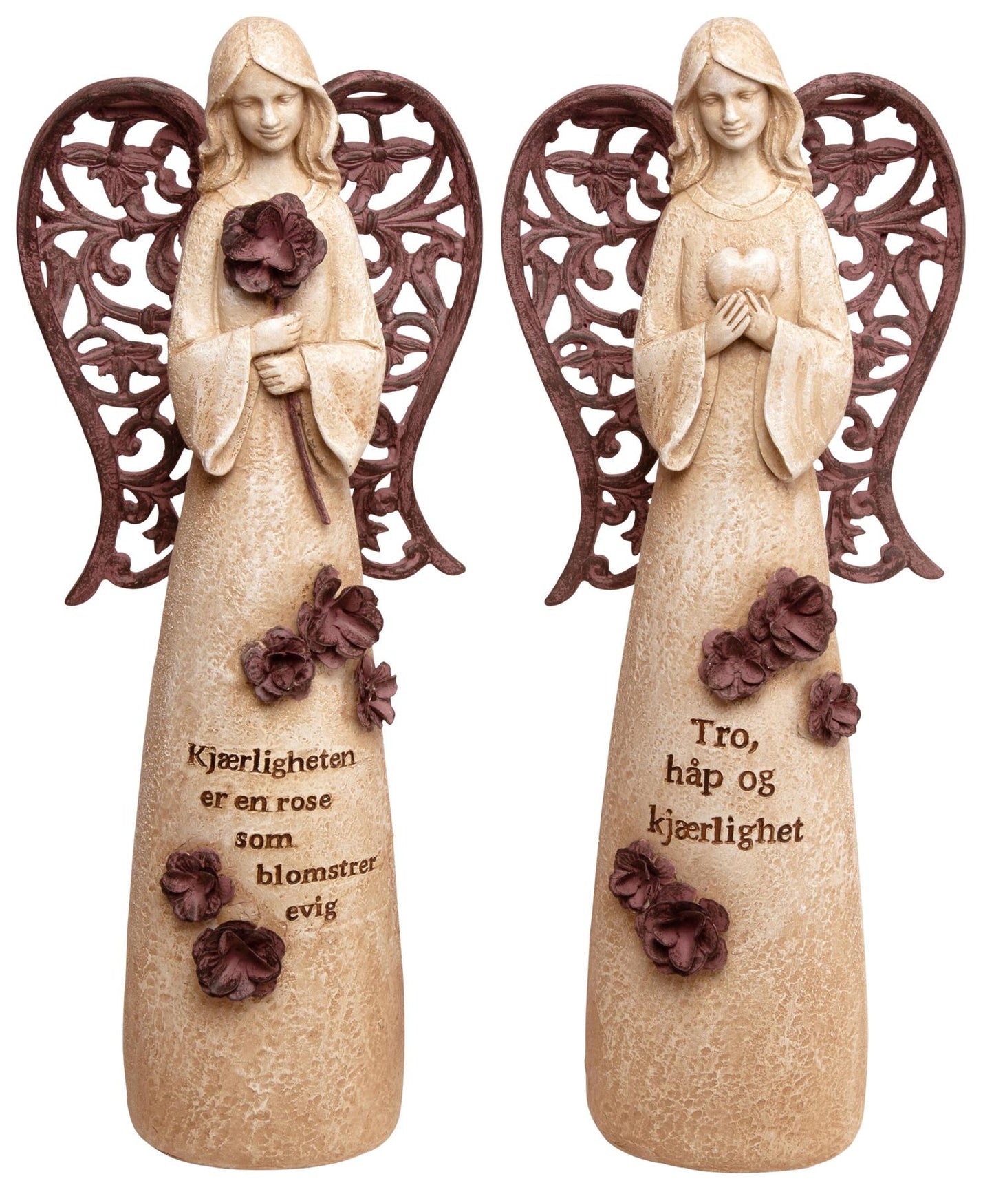 Engel beige/brun m/hjerte Tro,håp...34cm