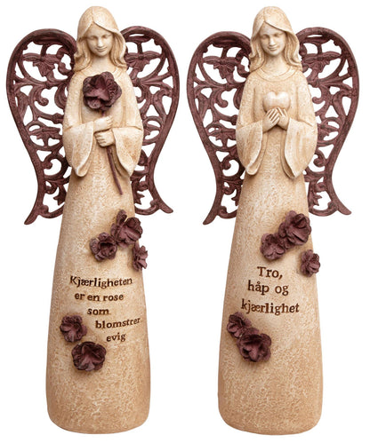 Engel beige/brun m/hjerte Tro,håp...34cm