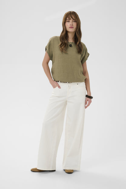 Culture CUaniela Molly – Mosegrønn bluse med lette vingeermer