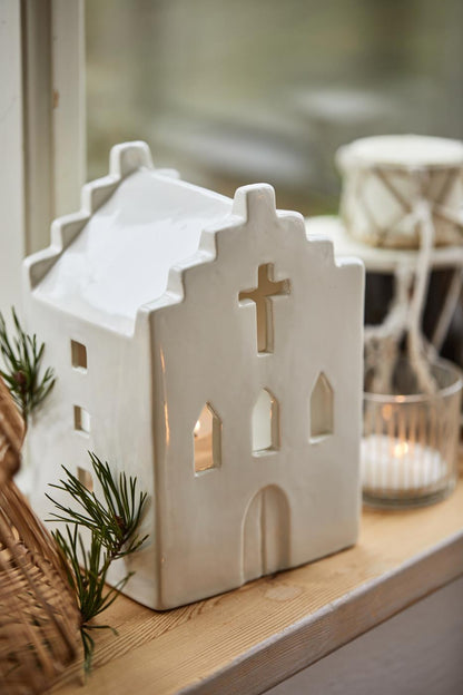 Ib Laursen - Kremfarget lyshus kirke til telys