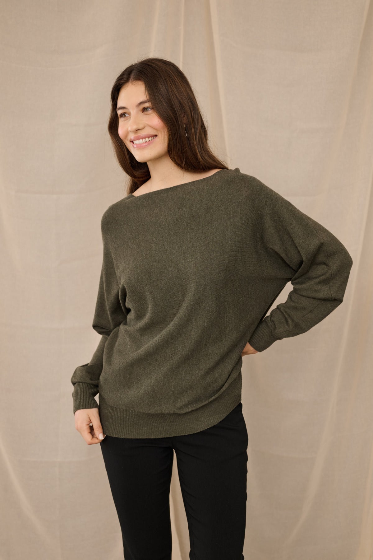 Culture CUannemarie Batwing Jumper Olive Night Melange
