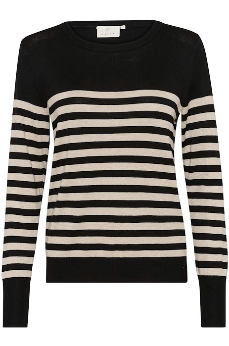 Kaffe Clothing KAlizza Striped Knit Pullover Black/Feather Gray / Mel.S