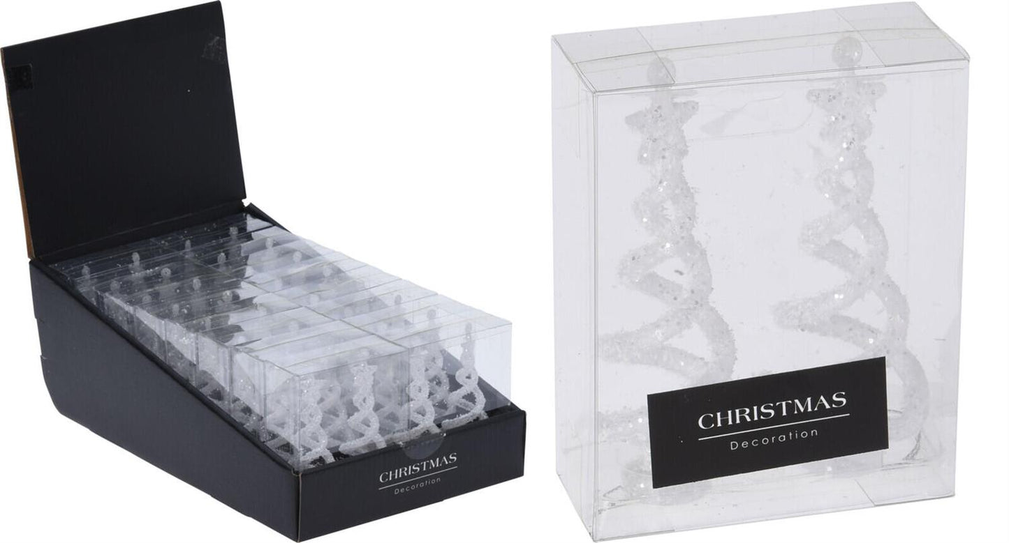 Juletre Spiral Henge/Stå Frost Hvit (2 stk i pakka)