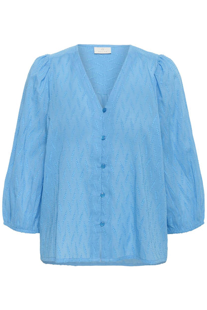 Kaffe Clothing KAgabriela V-neck Shirt Azure Blue