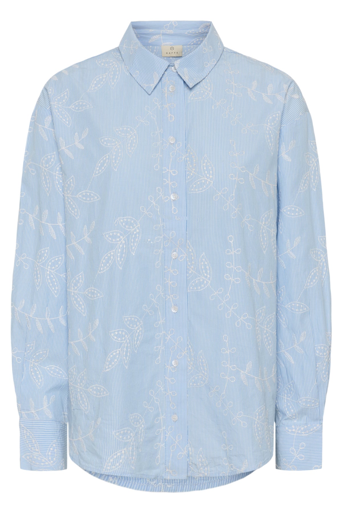 Kaffe Clothing KAmarlee Shirt White Blue Embroidery Stripe