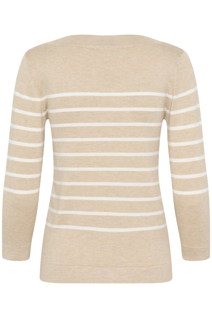 Kaffe Clothing KAlizza Boatneck Pullover Feather Grey Melange/Chalk Stripes