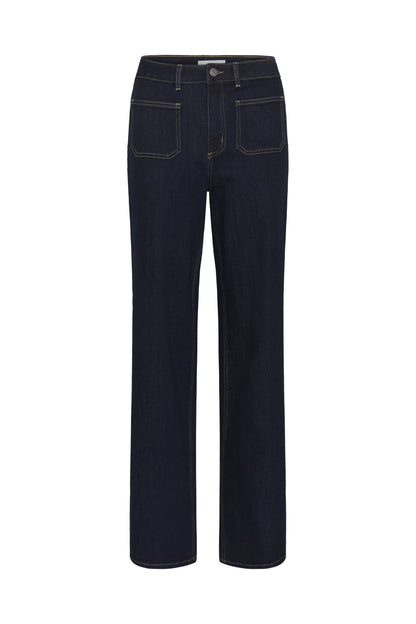 Kaffe Clothing KAbrook HW Reg Fit Jeans Dark Blue Unwashed Denim 32 tommer