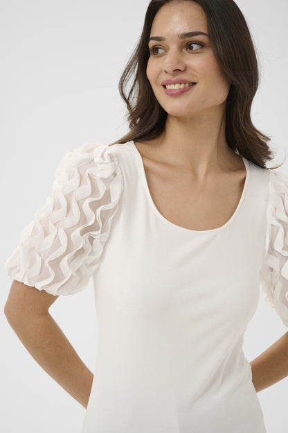 Kaffe Clothing KAlindsay Frill T-shirt - Chalk