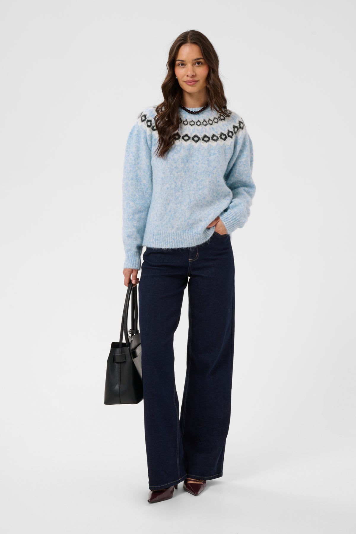 Kaffe KAberta Pullover Blue Melange/Grey/Chalk