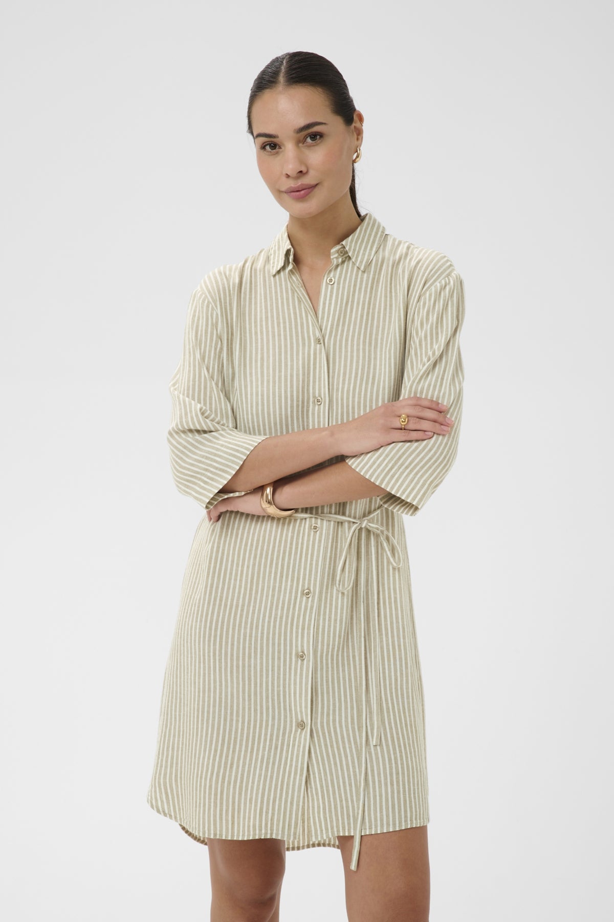 Kaffe Clothing KAmilia Short Shirt Dress - Chinchilla/Chalk