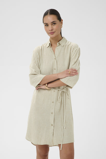 Kaffe Clothing KAmilia Short Shirt Dress - Chinchilla/Chalk