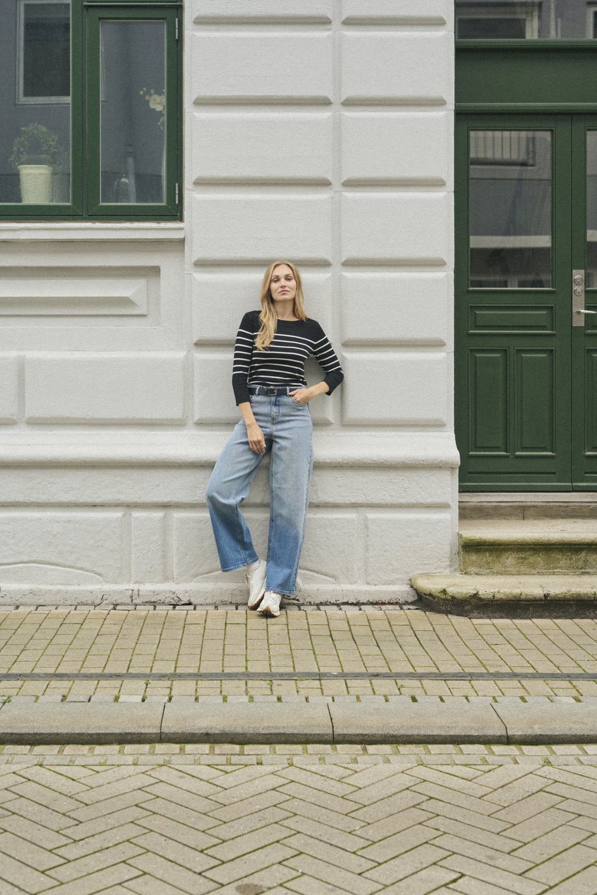 Kaffe Clothing KAlizza Boatneck Pullover Feather Black/Chalk Stripes