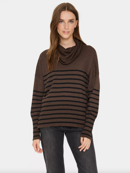 Saint Tropez Grilasz Cowlneck Pullover Dark Oak Melange